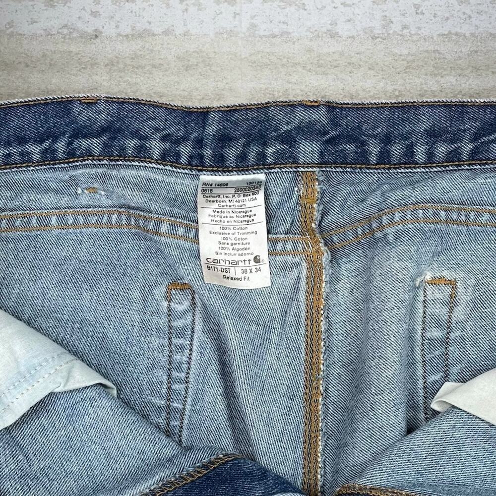 Vintage Y2K Carhartt Carpenter Jeans 38x34 Baggy Wide Leg Medium Wash Denim - Picture 4 of 6